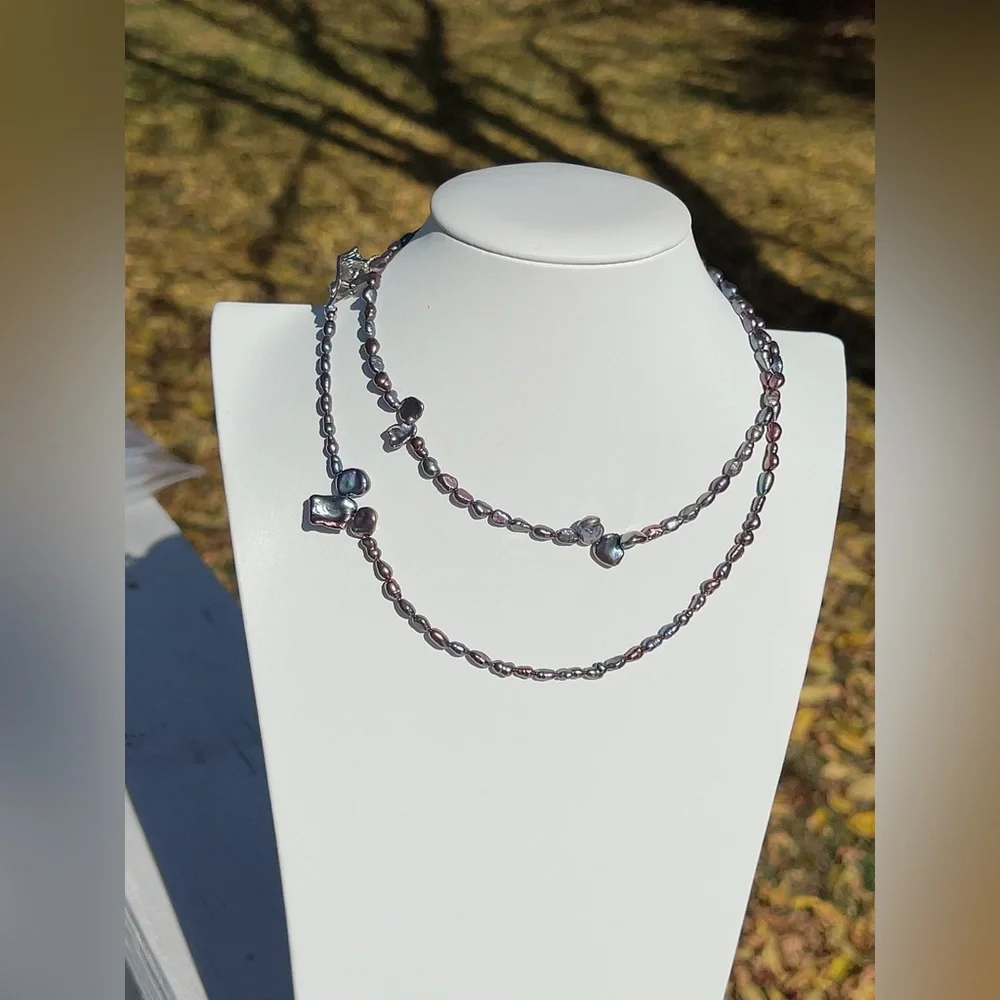 22. Handmade Freshwater Baroque Pearl Long Necklace - Picture 5 of 7